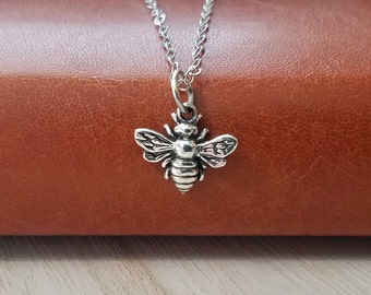 Honey Bee Necklace, Sterling Silver Bee Necklace, Bee Jewelry, Tiny Bee Necklace, Bumble Bee Necklace, Honey Bee Jewelry, Queen Bee Necklace