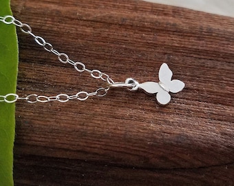 Tiny Butterfly Necklace, Sterling Silver Butterfly Jewelry, Butterfly Pendant, Butterfly Gift for Butterfly Lovers, Delicate Jewelry