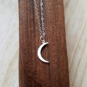 Crescent Moon Necklace, Sterling Silver Crescent Moon Necklace, Moon Necklace, Celestial Necklace, Layering Necklace, Silver Moon Necklace