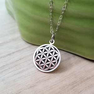 Collar Flor de la Vida, Collar Flor de la Vida en Plata de Ley, Collar de Yoga, Colgante Flor de la Vida en Plata, Joyería de Yoga, Joyería de Flores