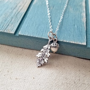 Oak Leaf Acorn Necklace, Sterling Silver Oak Leaf Acorn Necklace, Acorn Jewelry, Oak Leaf Jewelry, Autumn Necklace, Leaf Acorn Jewelry