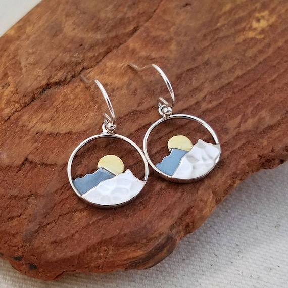 Sterling Silver Mountain Earrings Mountain Range Earrings