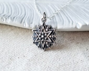 Mandala Necklace, Sterling Silver Inspiration Mandala Necklace, Small Lotus Flower Pendant, Women Sterling Silver Best Friend Gift, Mandala