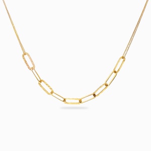 Large link necklace in yellow gold-plated silver: 43 cm long