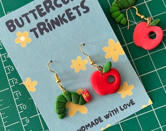 The Very Hungry Caterpillar Polymer Clay Earrings, Odd Set