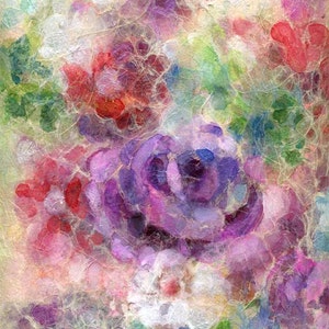 Original Mixed Media Floral Acrylic and Watercolor Painting on Rice Paper. Delicate Colors for Wall Decor. Matted size is 12 x 16 inches. image 1