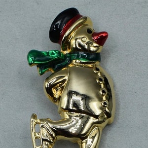 Ice skating snowman brooch Christmas brooch