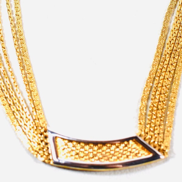 Vintage Monet Gold plated Chain with 6 strands attached to the Center design Gold plated Chain Necklace Monet Designer