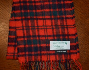 The Scotch House Lambswool 100%pure Wool (Red Robertson) Red Green and Black scarf