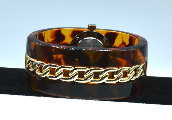 Tortoiseshell style watch bracelet japan movt tor… - image 4