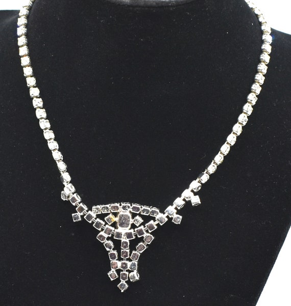 Art Deco Rhinestone Wedding Necklace - image 3