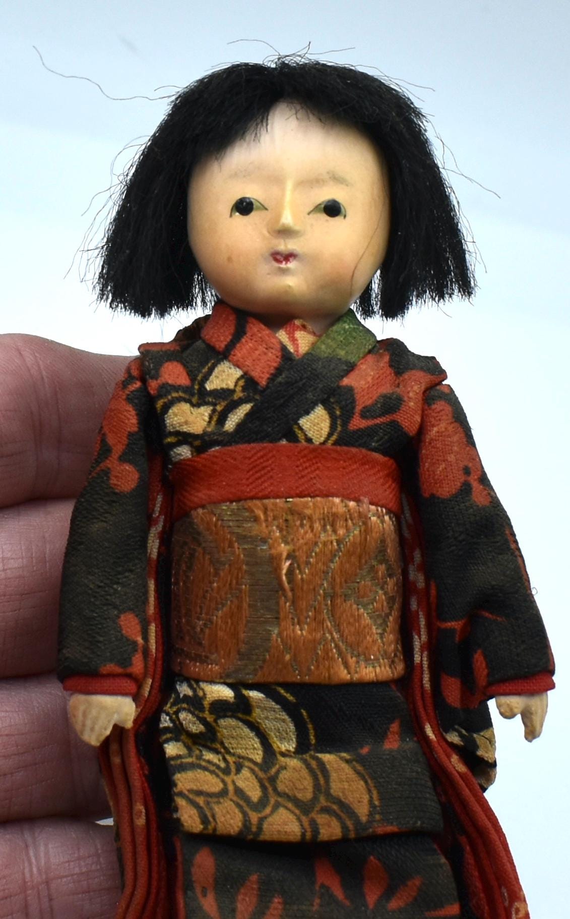 京製　市松人形 正絹 着物Japanese dolls silk kimono Vintage Japanese Ichimatsu Doll - Kimono Doll - Etsy