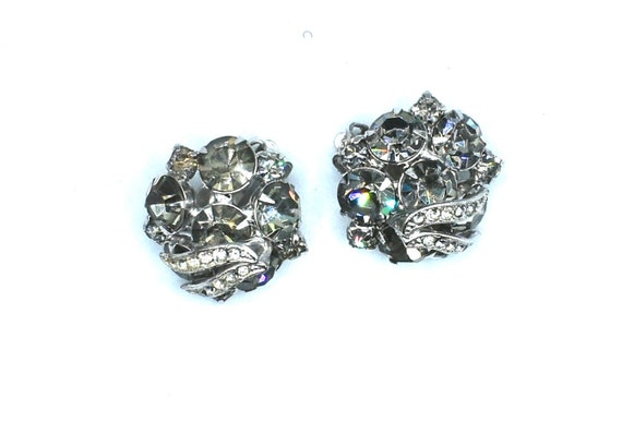 Vintage Marked Weiss Clear and Gray Rhinestones E… - image 2