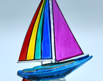 Hand painted glass sail boat made in Venice Italy