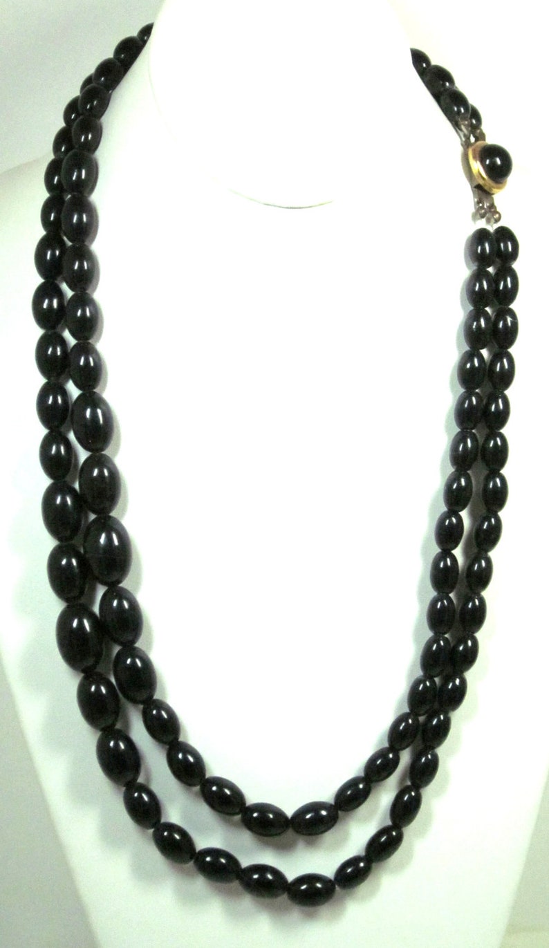 Vintage Beaded Necklace Multi Strand Black Beaded Necklace | Etsy