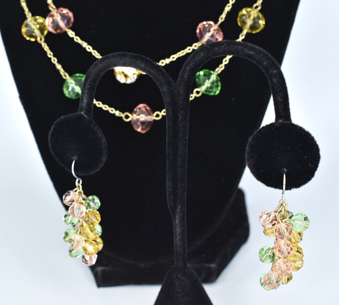 Buy Vintage Liz Claiborne Classic Crystal Glass Rhinestone Beaded Necklace  and Earring Set Signed LC Liz Claiborne 1976 Online in India