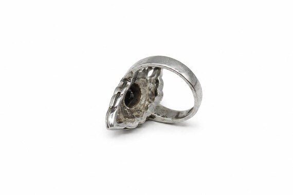 Sterling Silver Marcasite Onyx Stone Ring View 2
