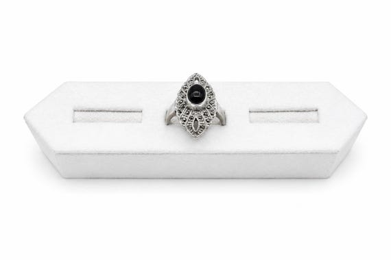 Sterling Silver Marcasite Onyx Stone Ring View 3