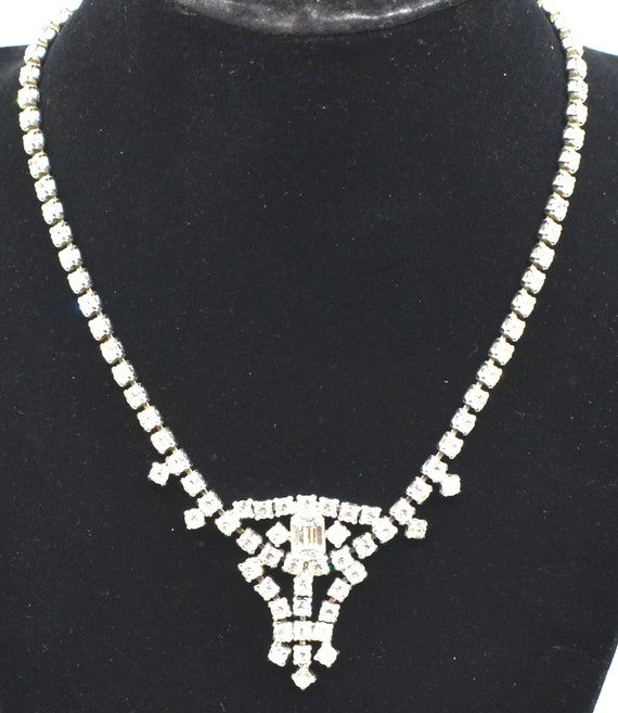 Art Deco Rhinestone Wedding Necklace - image 4