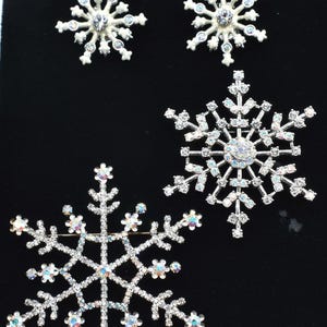 KIRKS FOLLY Snowflake Brooches and Snowflake earrings, Winter brooches, Christmas brooches and earrings