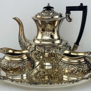 Exquisite Cheltenham Sheffield Tea Service 4pc Set Silver Plate English Silver Coffee Service