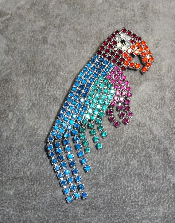 Vintage Bauer Parrot brooch, Figural pin, designer