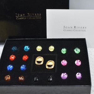 New In Box Joan Rivers interchangeable earring Classic collection 9 different colors
