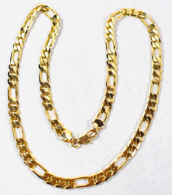 Vintage Signed 24 KGP Figaro Chain 