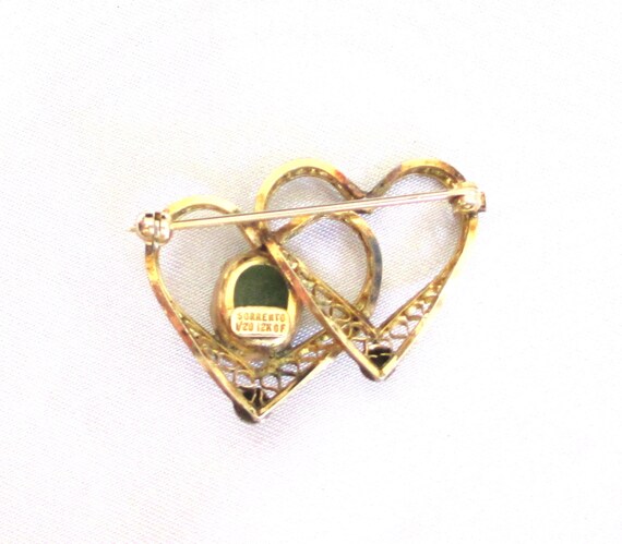 Vintage 12 KGF and real Jade Hearts, Filigree Hea… - image 2
