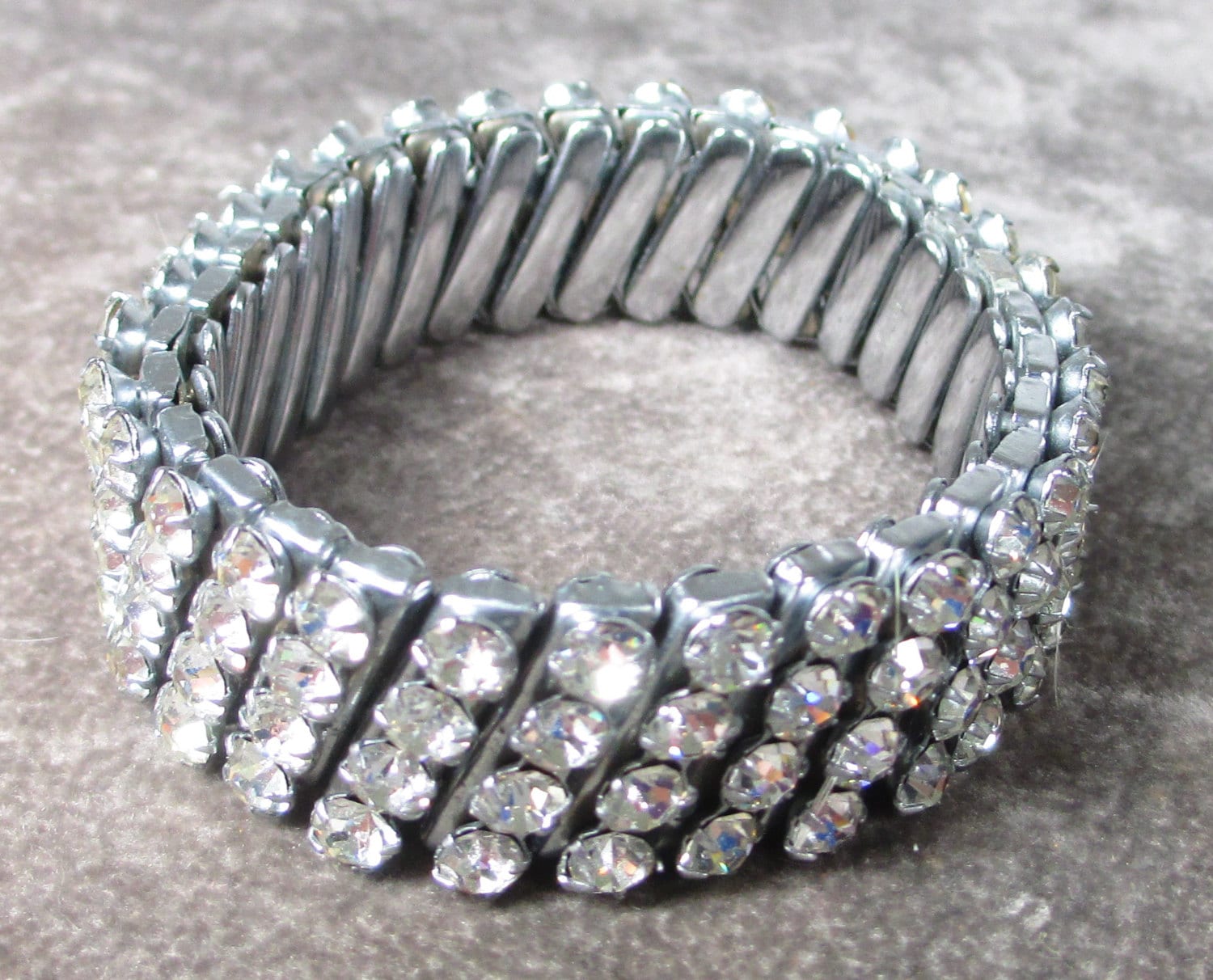 Vintage Rhinestone Stretch Bracelet 4 row Expansion Bracelet Etsy