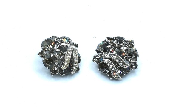 Vintage Marked Weiss Clear and Gray Rhinestones E… - image 3