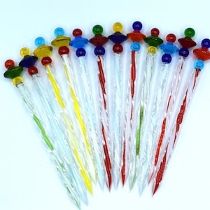 MCM hors d&#39;oeuvres stir sticks Blown Glass Swizzle Sticks/ Drink Stirrers Set Of 12