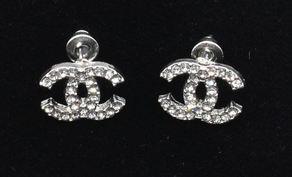 Authentic Chanel CC Rhinestone Stud Earrings – Cl… - image 2