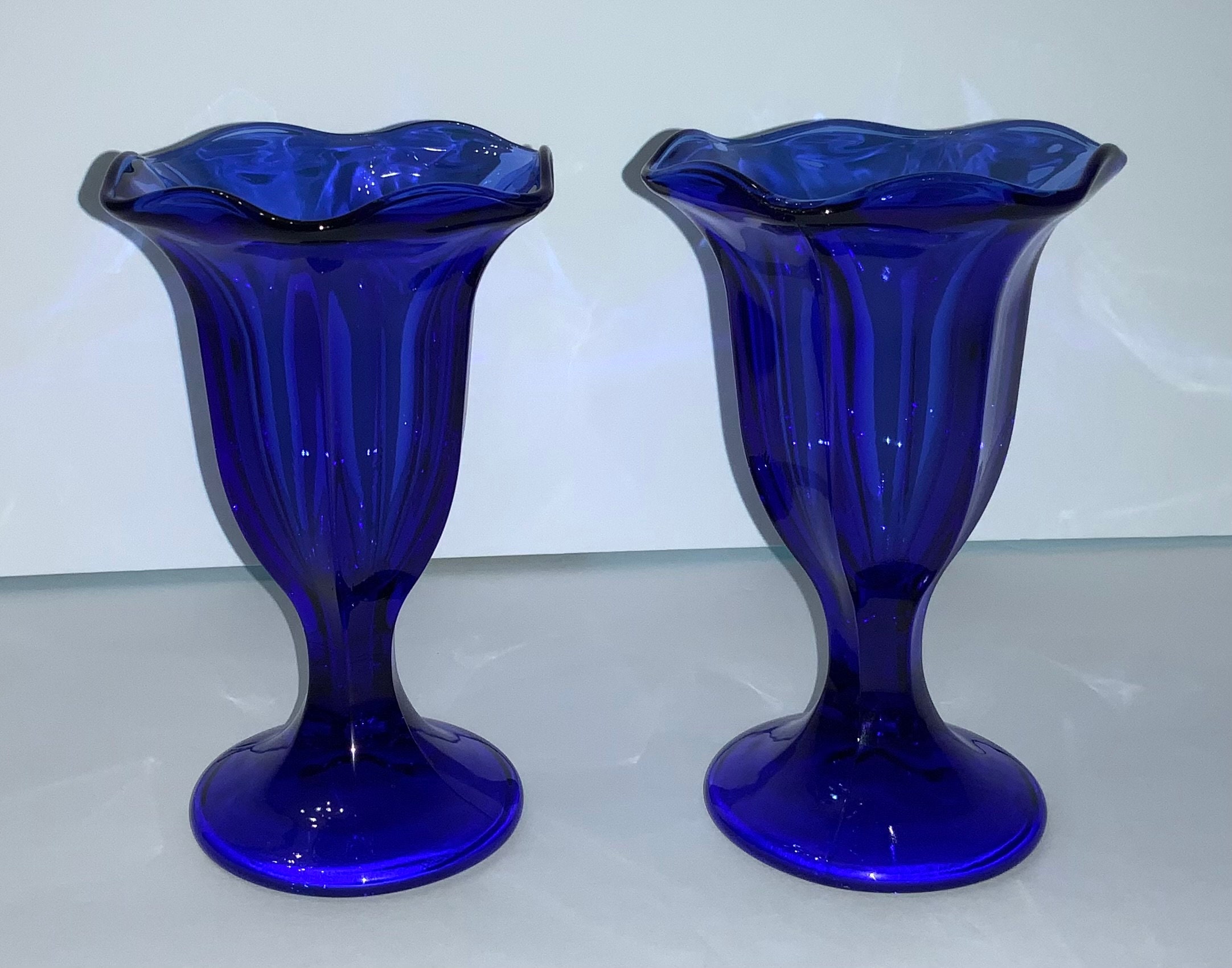 Vintage Anchor Hocking Cobalt Blue Sundae Glasses Set of 2 - Etsy
