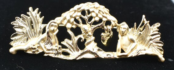 Vintage AJG Adam and Eve Brooch, Garden of Eden Figur… - Gem