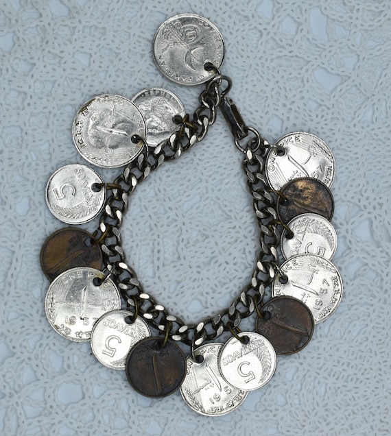 Vintage Pakistani Coin Charm Bracelet, 1950s-60s - Etsy