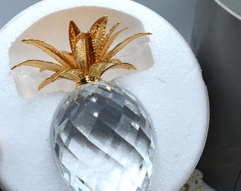 Decorazione Ananas Con Cristalli Scintillanti – Ornamento Da Tavolo In Metallo – Argento, 15 X 9,6 Cm, 260 G