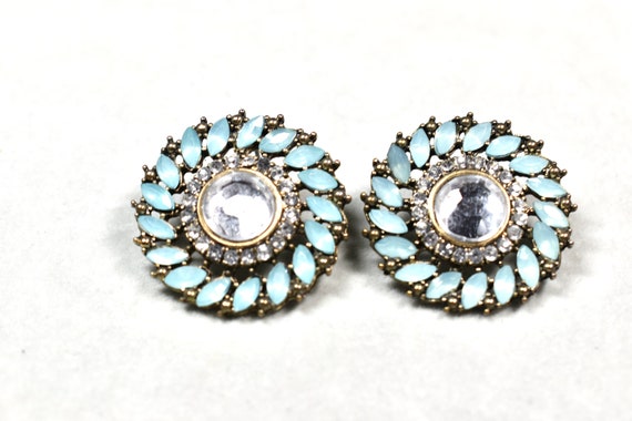 Clearance Beautiful Vintage Pastel Blue Rhineston… - image 1