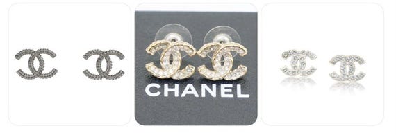 Authentic Chanel CC Rhinestone Stud Earrings – Cl… - image 4