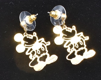 Personal Collection Vintage Mickey Mouse Disney Signed Earrings, Dangle, Pierced Earrings