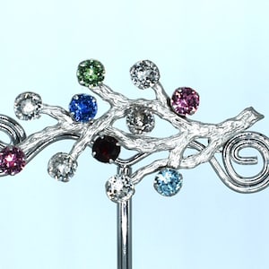 Vintage Van Dell Sterling Tree Brooch Tree of life Brooch man made stones