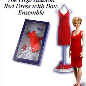 NIB Princess Diana High Fashion Red Dress with Bow Ensemble Collection Diana Princess of Wales Porcelain Doll Clothes