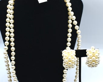 Park Lane Pearl Jewelry Set, Knotted Necklace, Clip Earrings, Stretch Bracelet