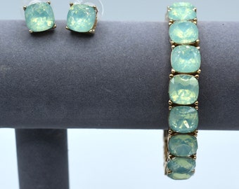 Vintage opal glass earrings and matching bracelet