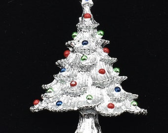 Vintage kerstboom broche emaille ornamenten Strass topper ondertekend Gerrys