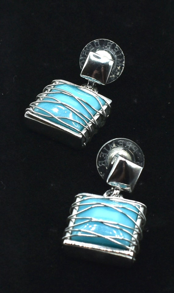 Southwestern Jewelry Turquoise Silver Pierced Earr