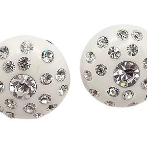 Vintage white and clear Rhinestone White LUCITE Clip Earrings Weiss Style