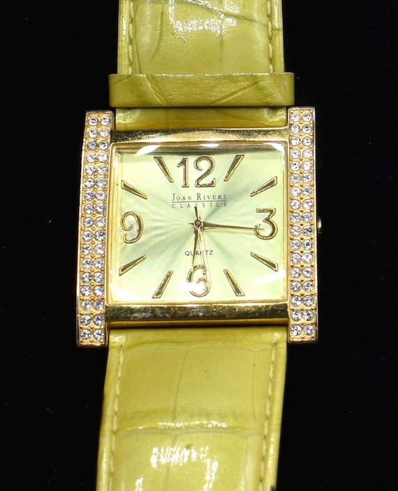 Retired Joan Rivers Classic Rhinestone Watch Leather Band  display picture 1
