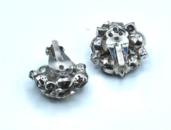 Vintage Marked Weiss Clear and Gray Rhinestones E… - image 4