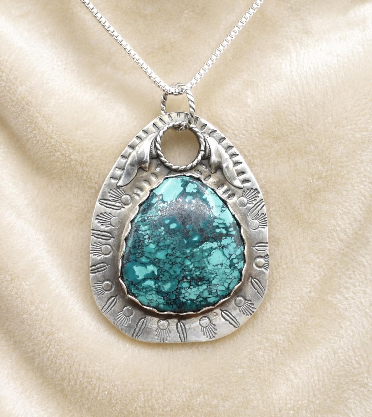 Jody Waltman Sterling Silver Turquoise Pendant Necklace Signed